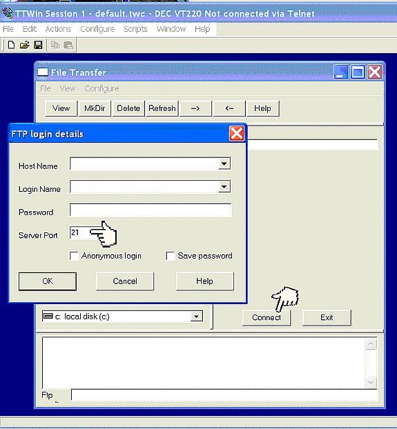 figure 14 Specifying an alternate port number with TTWin should be here
