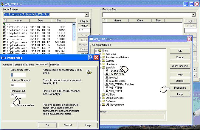 figure 15 Specifying an alternate port number with WS_FTP Pro should be here